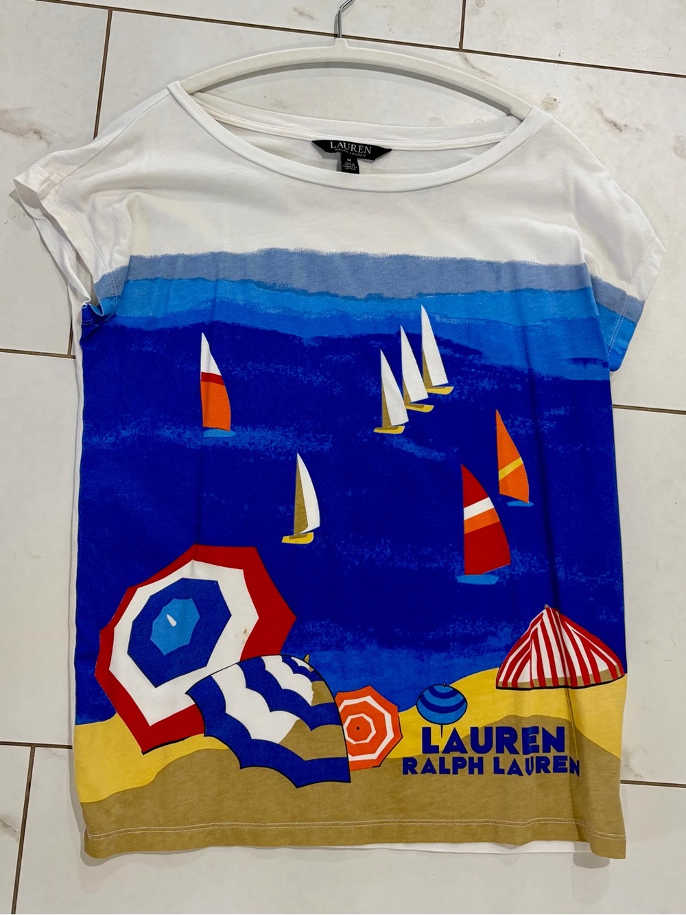 Lauren Ralph Lauren seaside Sailing Graphic Tee M